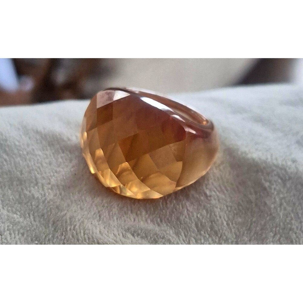 Rare One Piece Natural Chunky Citrine Sz 8 Faceted Top No Metal
